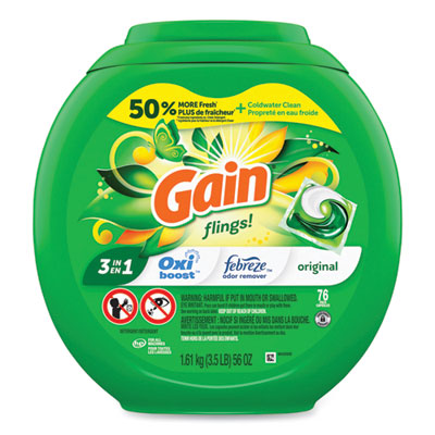 PGC09207PK Flings Detergent Pods, Original, 76 Pods/Tub PROCTER & GAMBLE