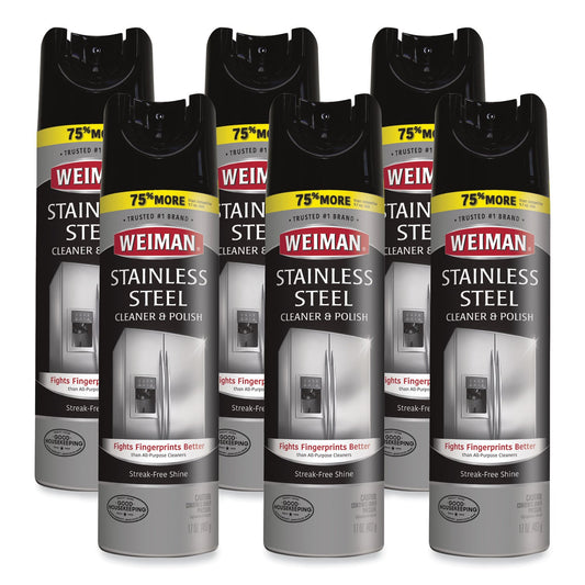 WMN49CT Stainless Steel Cleaner And Polish, 17 Oz Aerosol, 6/carton WEIMAN