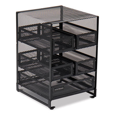 EMSMMTDR5BLK Network Collection 5-Compartment Tea Countertop Organizer, 6.75 x 7 x 10, Black