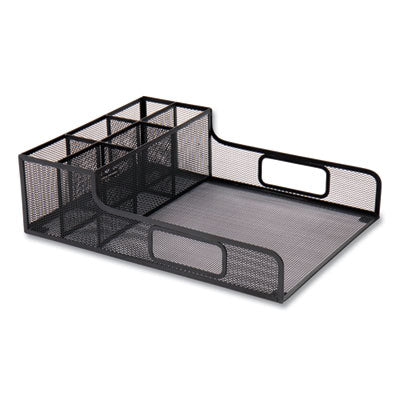 EMSPSNAMESHBLK Network Collection Utensil, Napkin and Plate Countertop Organizer, 11.5 x 14.75 x 5.5, Metal, Black