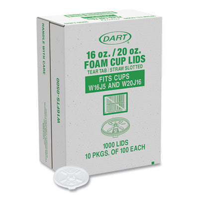 DCCW16FTS Lids for Foam Cups and Containers, Fits 16 oz/20 oz Hot Cups, Plastic, Translucent, 1,000/Carton
