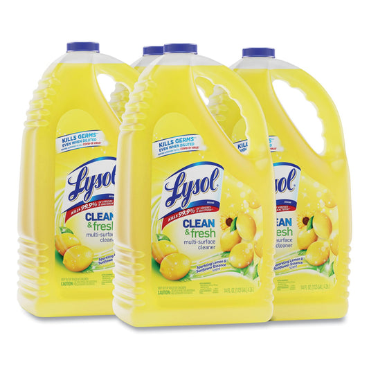 RAC77617 Clean and Fresh Multi-Surface Disinfectant Cleaner, Sparkling Lemon and Sunflower Essence, 144 oz Bottle, 4/Carton LYSOL Brand