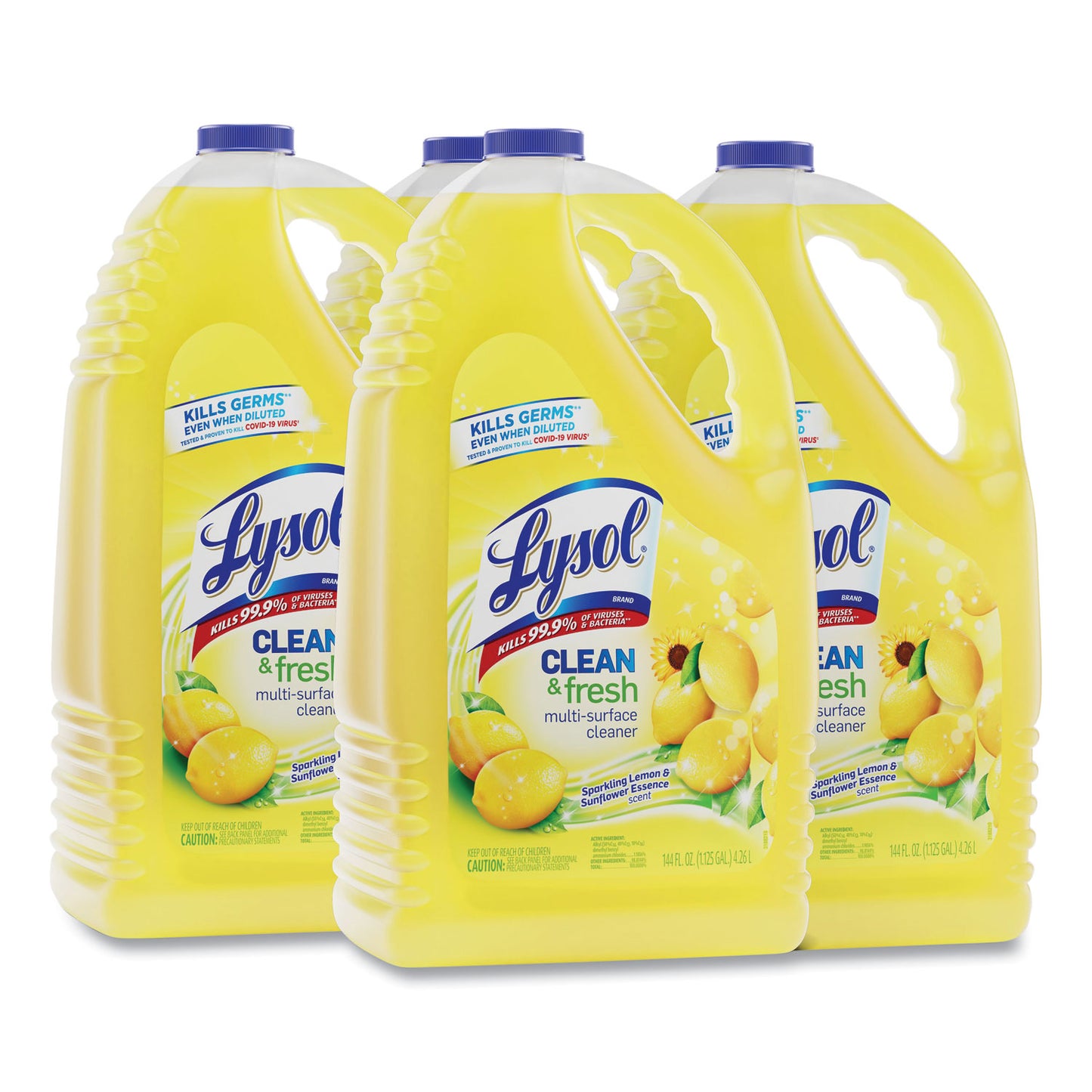 RAC77617 Clean and Fresh Multi-Surface Disinfectant Cleaner, Sparkling Lemon and Sunflower Essence, 144 oz Bottle, 4/Carton