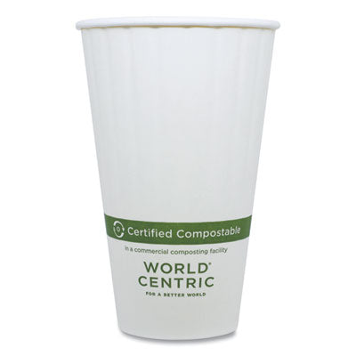 WORCUPA16D Double Wall Paper Hot Cups, 16 oz, White, 600/Carton