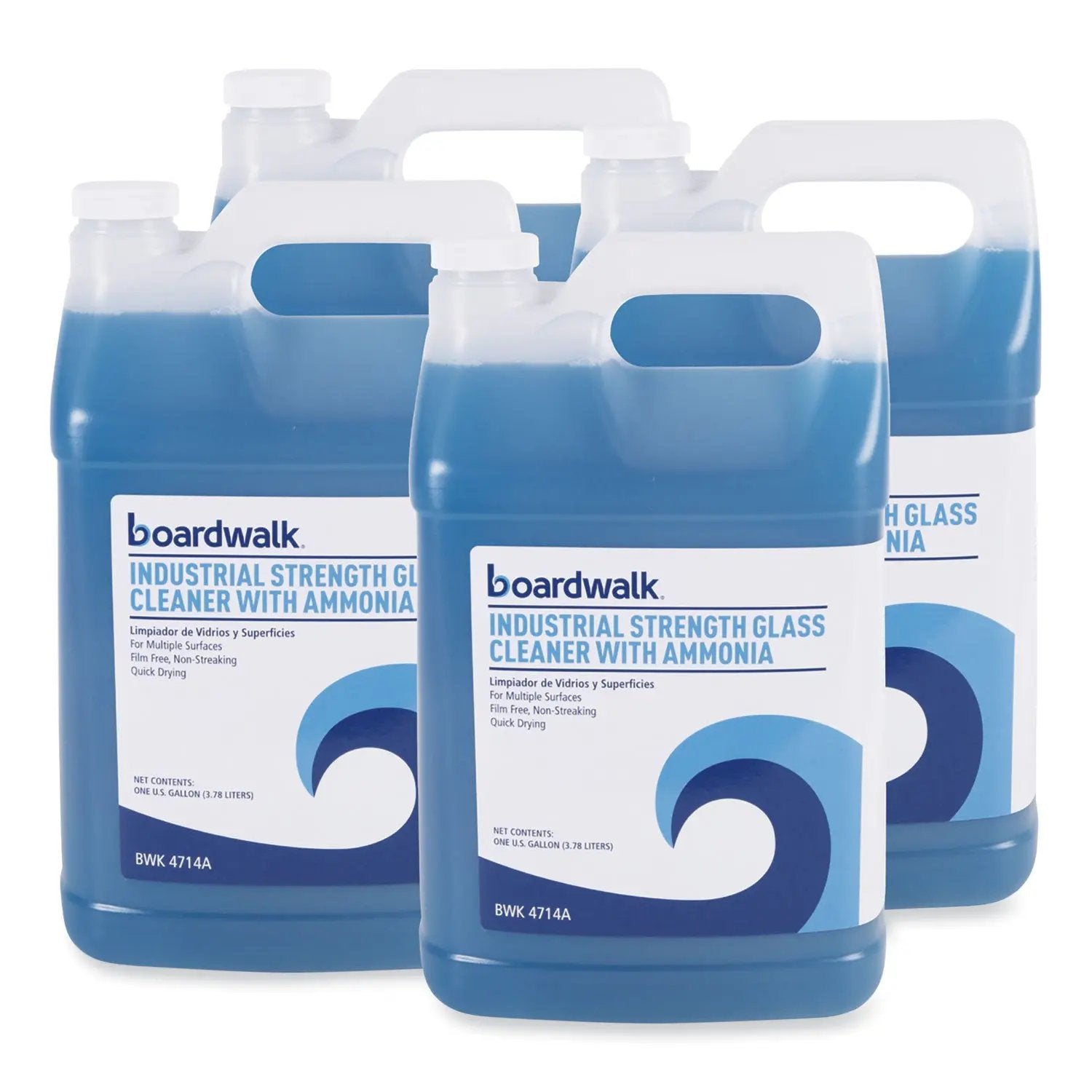 BWK4714A Industrial Strength Glass Cleaner With Ammonia, 1 Gal Bottle, 4/carton Boardwalk