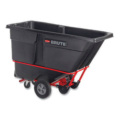 RCP131542BLA 1 cu yd BRUTE Forkliftable Rotomolded Tilt Truck, Standard Duty, 1,250 lb Capacity, Black/Red