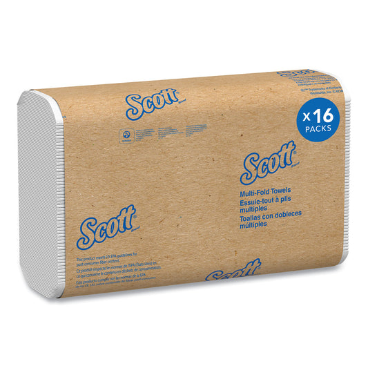 KCC01840 Essential Multi-Fold Towels, Standard Tier, Absorbency Pockets, 1-Ply, 9.2 x 9.4, White, 250/Pack, 16 Packs/Carton