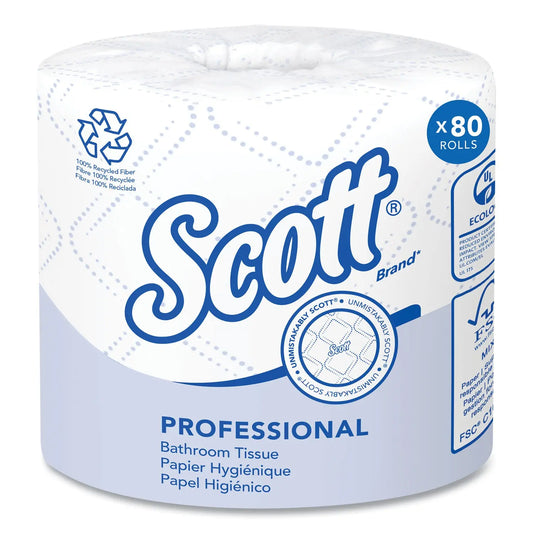 KCC13217 Essential 100% Recycled Fiber SRB Bathroom Tissue, Septic Safe, 2-Ply, White, 473 Sheets/Roll, 80 Rolls/Carton Scott