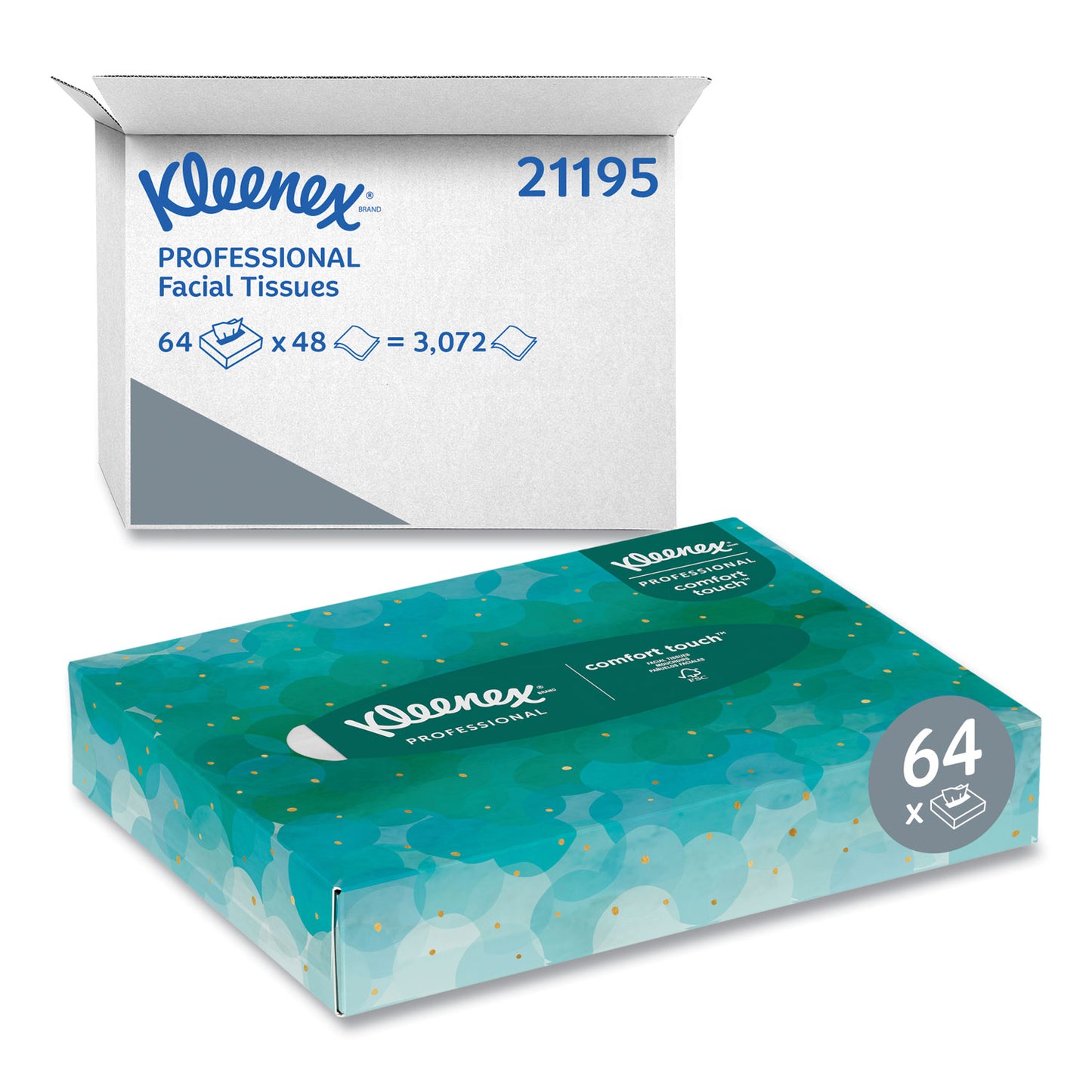 KCC21195 White Facial Tissue Junior Pack, 2-Ply, 48 Sheets/Box, 64 Boxes/Carton