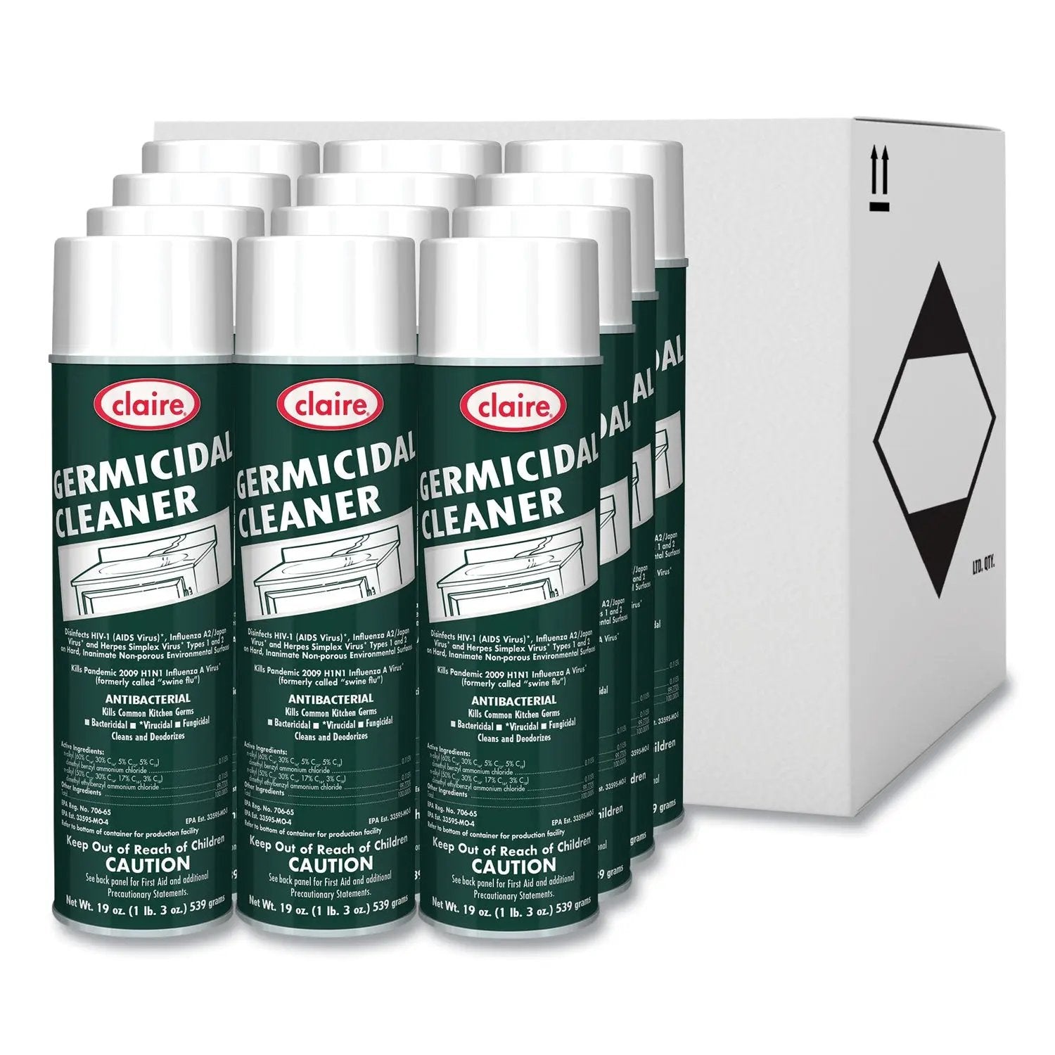 CGC873 Germicidal Cleaner, Floral Scent, 19 oz Aerosol Spray, Dozen Claire