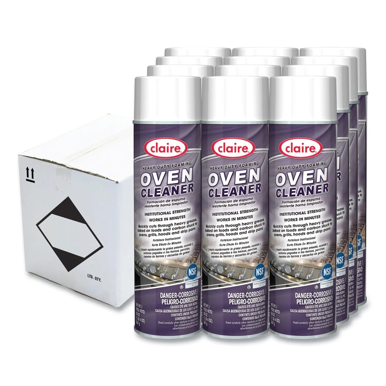 CGC824 Heavy Duty Foaming Oven Cleaner, 20 oz Aerosol Spray, 12/Carton Claire