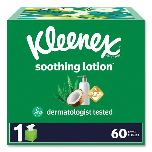 KCM54271 Soothing Lotion Facial Tissue, 3-Ply, White, 60 Sheets/Box, 27 Boxes/Carton Kleenex