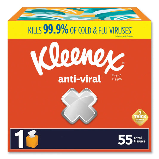 KCM54505 Anti-Viral Facial Tissue, 3-Ply, White, 55 Sheets/Box, 27 Boxes/Carton Kleenex