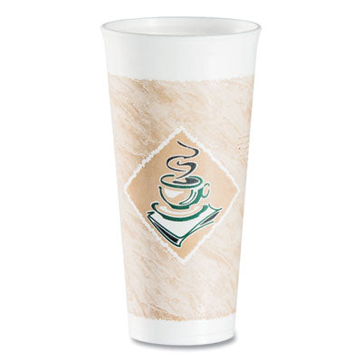 DCC24X16G Cafe G Foam Hot/cold Cups, 24 Oz, Brown/green/white, 20/bag, 25 Bags/carton