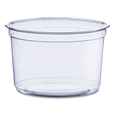 SCCDM16R Bare Eco-Forward RPET Deli Containers, ProPlanet Seal, 16 oz, 4.6" Diameter x 3" h, Clear, Plastic, 500/Carton