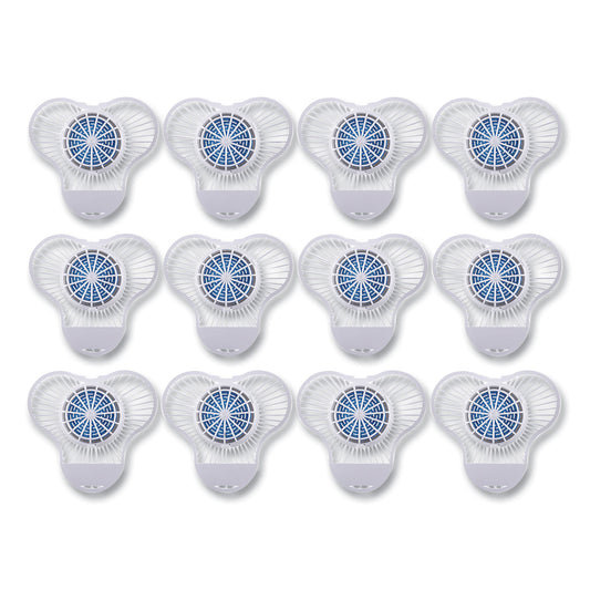 BWKNUS Urinal Screen with Non-Para Deodorizer Block, Green Apple Scent, Blue/White, 3.25 oz, 12/Box