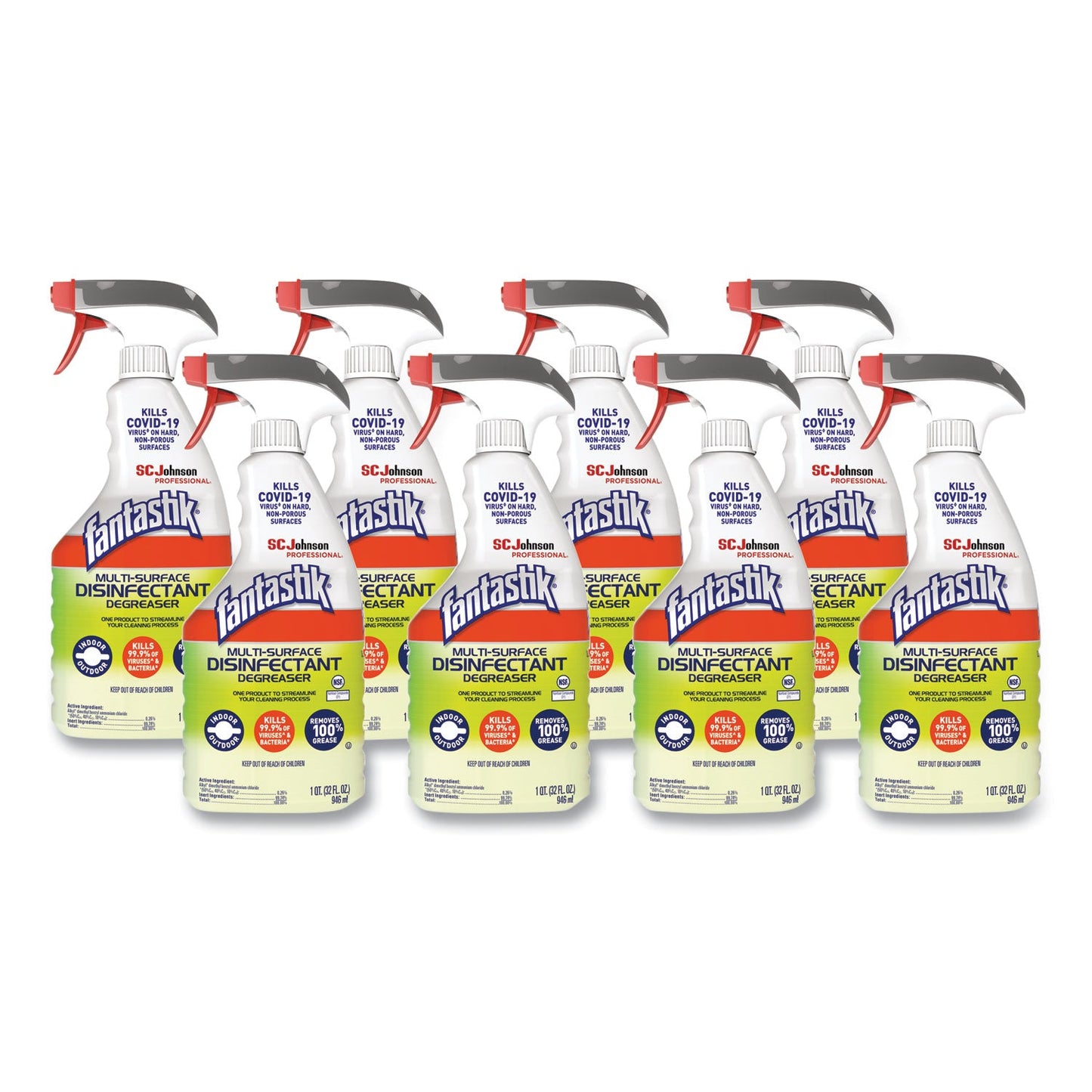 SJN311836 Multi-Surface Disinfectant Degreaser, Herbal, 32 Oz Spray Bottle, 8/carton Fantastik