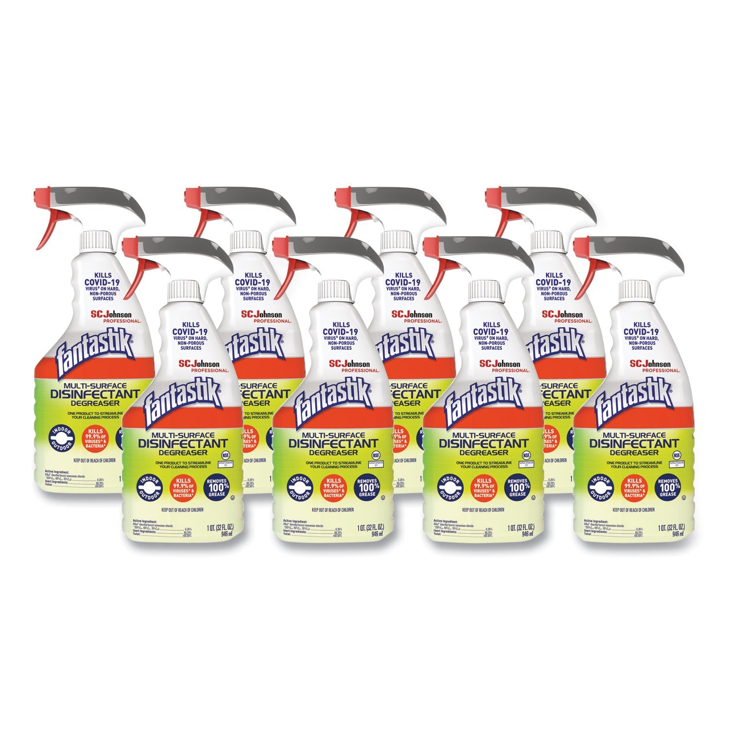 SJN311836 Multi-Surface Disinfectant Degreaser, Herbal, 32 Oz Spray Bottle, 8/carton Fantastik