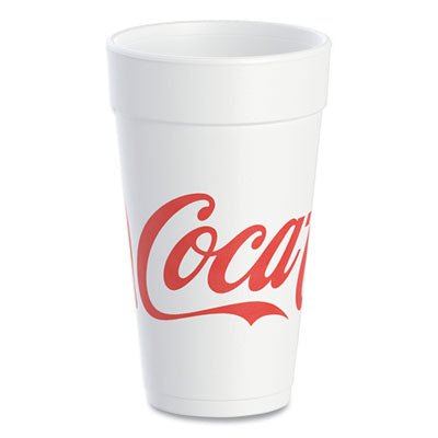 DCC20J16C Coca-Cola Foam Cups, 20 oz, White/Red, 25/Bag, 20 Bags/Carton
