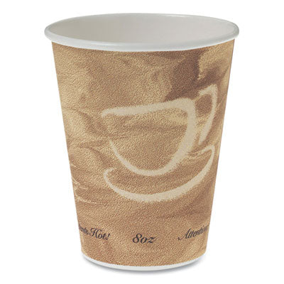 SCC378MS Mistique Polycoated Hot Paper Cups, 8 oz, Brown, 50/Sleeve, 20 Sleeves/Carton