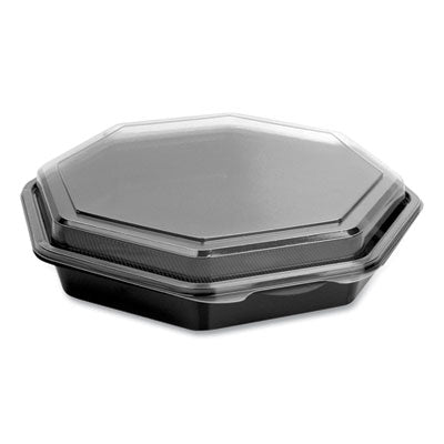 SCC864057AP94 OctaView Hinged-Lid Cold Food Containers, 9.2 x 9.6 x 2, Black/Clear, Plastic, 100/Carton