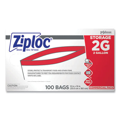 SJN682253 Double Zipper Storage Bags, 2 Gallon, 15