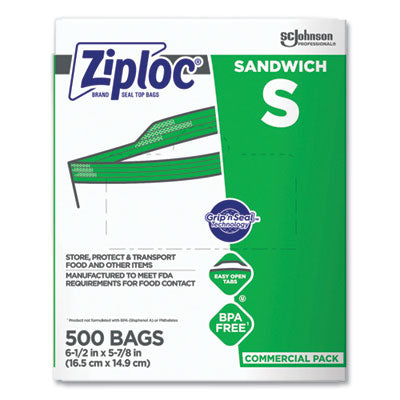 SJN373953 Resealable Sandwich Bags, 6.5" x 6", Clear, 500/Box