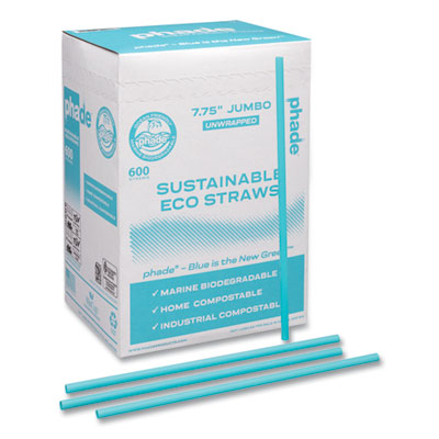CAR511203 Marine Biodegradable Straws, 7.75", Ocean Blue, 6,000/Carton