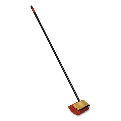 NCP6615CT Bi-Level Floor Scrub Brush, Red Polypropylene Bristles, 10" Brush, 54" Black Metal Handle, 6/Carton DIVERSEY