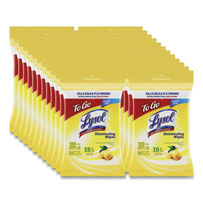 RAC99799CT Disinfecting Wipes Flatpacks, 1-Ply, 6.69 x 7.87, Lemon and Lime Blossom, White, 15 Wipes/Flat Pack, 24 Flat Packs/Carton RECKITT BENCKISER