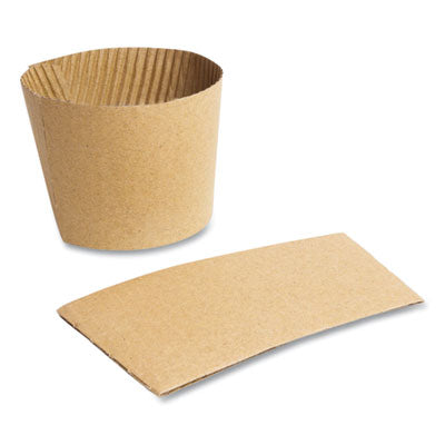 VEGQ2 Kraft Hot Cup Sleeves, Compostable, Fits Vegware 89-Series Hot Cups, Kraft, 1,000/Carton