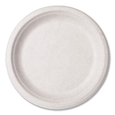 VEGVWP013NFA Nourish Molded Fiber Tableware, Compostable, Plate, Sugarcane, 9" dia, White, 500/Carton
