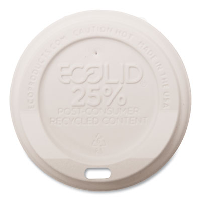 ECOEPHL8WR EcoLid 25% Recycled Content Hot Cup Lid, Fits 8 oz Hot Cups, Plastic, White, 100/Pack, 10 Packs/Carton