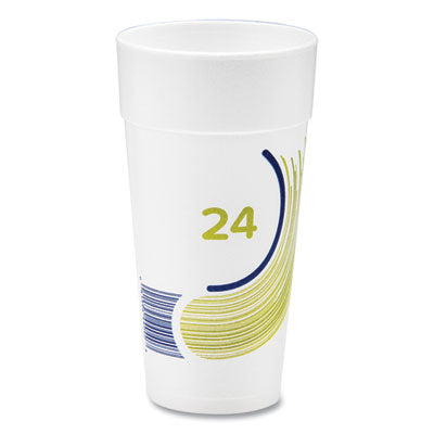 DCC24J16B Breeze Hot/Cold Insulated Foam Drinking Cups, 24 oz, Green/White/Blue, 500/Carton
