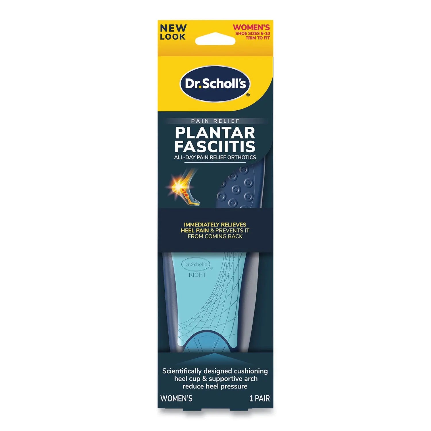 DSC59038 Plantar Fasciitis All Day Pain Relief Orthotics for Women, Women's Sizes 6 to 10, Blue Dr. Scholl's