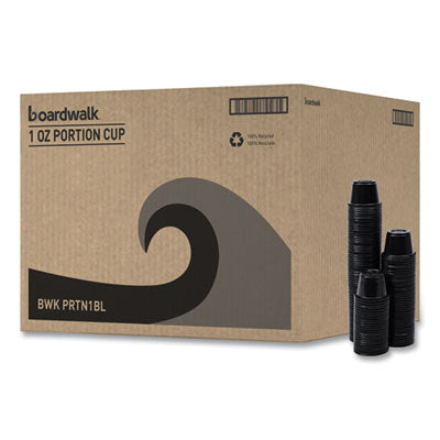 BWKPRTN1BL Souffle/Portion Cups, 1 oz, Plastic, Black, 125/Sleeve, 20 Sleeves/Carton