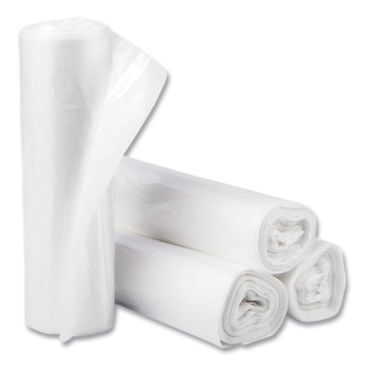 IBSS303710N High-Density Commercial Can Liners, 30 gal, 10 mic, 30" x 37", Clear, Interleaved Roll, 25 Bags/Roll, 20 Rolls/Carton