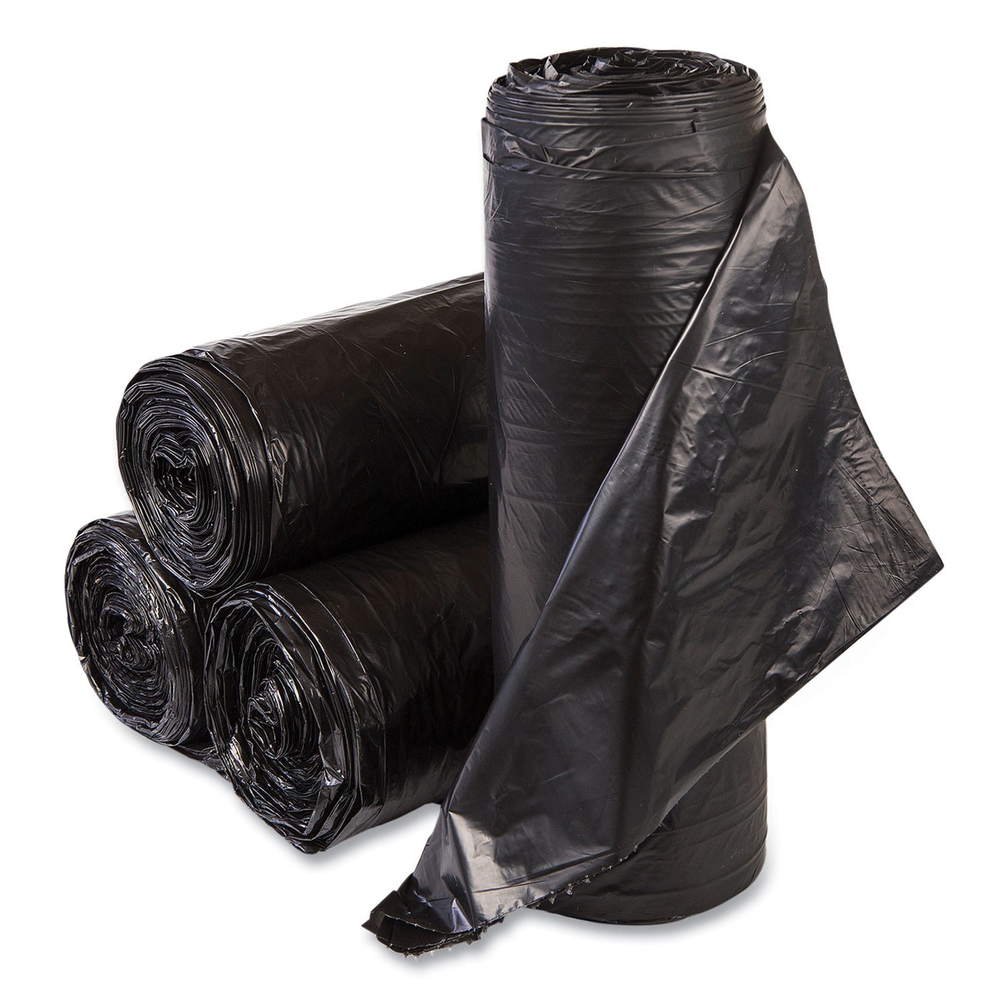 IBSS334022K High-Density Commercial Can Liners, 33 gal, 22 mic, 33" x 40", Black, Interleaved Roll, 25 Bags/Roll, 10 Rolls/Carton