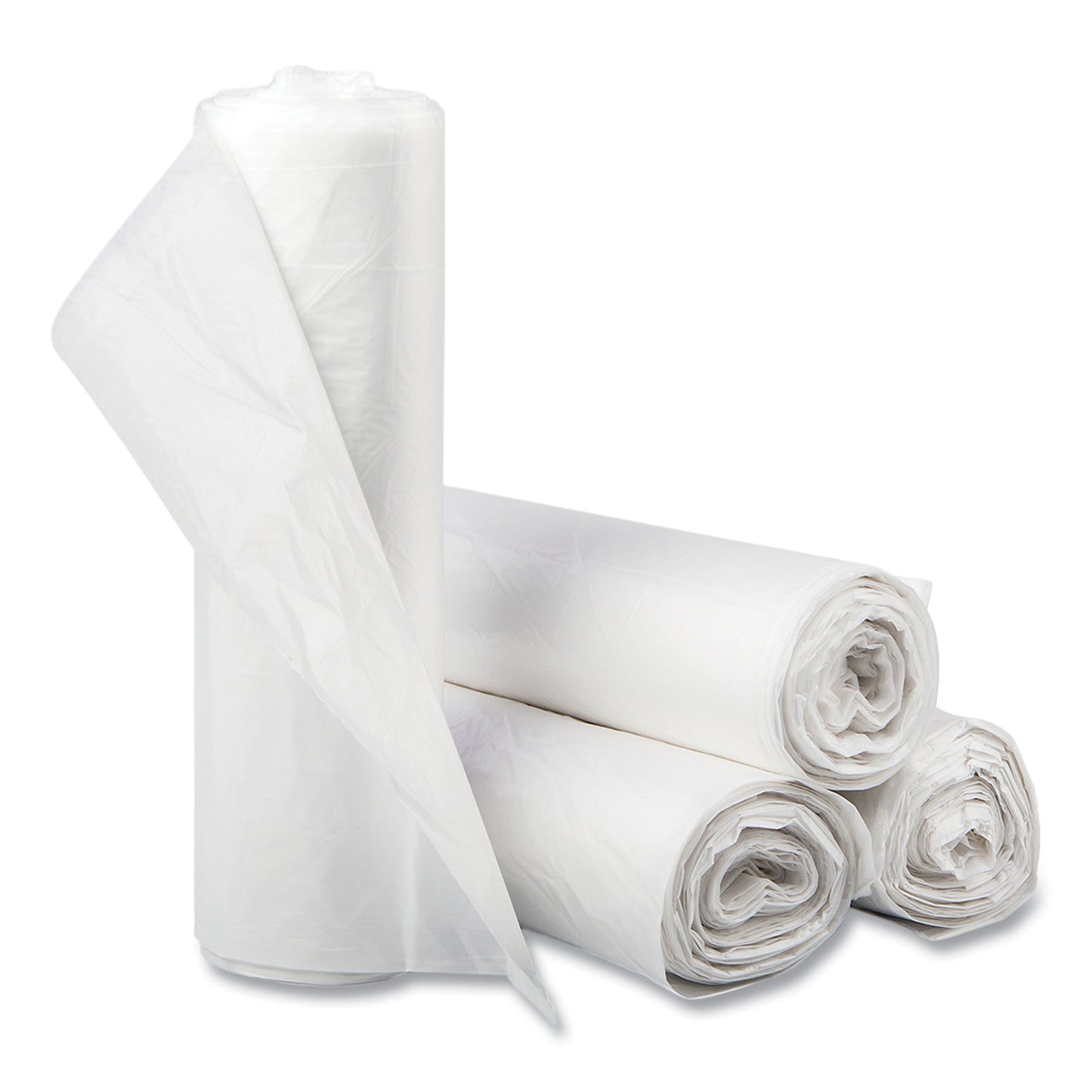 IBSS434816N High-Density Commercial Can Liners, 56 gal, 16 mic, 43" x 48", Natural, Interleaved Roll, 25 Bags/Roll, 8 Rolls/Carton