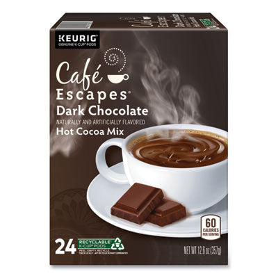 GMT6802 Cafe Escapes Dark Chocolate Hot Cocoa K-Cups, 24/box
