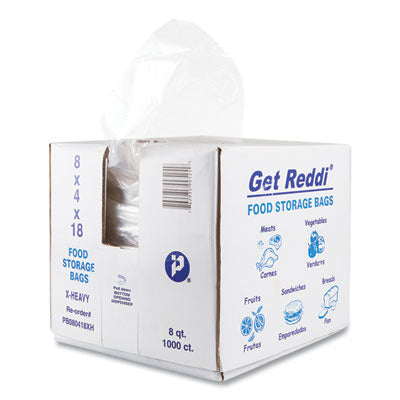 IBSPB080418XH Food and Utility Bags, 2 gal, 8" x 4" x 18", Clear, 1,000/Carton