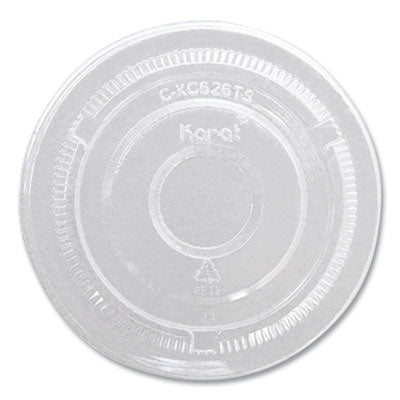 KRTCKC626TSNH PET Lids, No Hole Flat Lid, 12 oz to 24 oz Cold Cups, Plastic, Clear, 1,000/Carton KARAT BY LOLLICUP