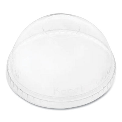 KRTCKDL626NH PET Lids, No Hole Dome Lid, Fits 12 oz to 24 oz Cold Cups, Plastic, Clear, 1,000/Carton KARAT BY LOLLICUP