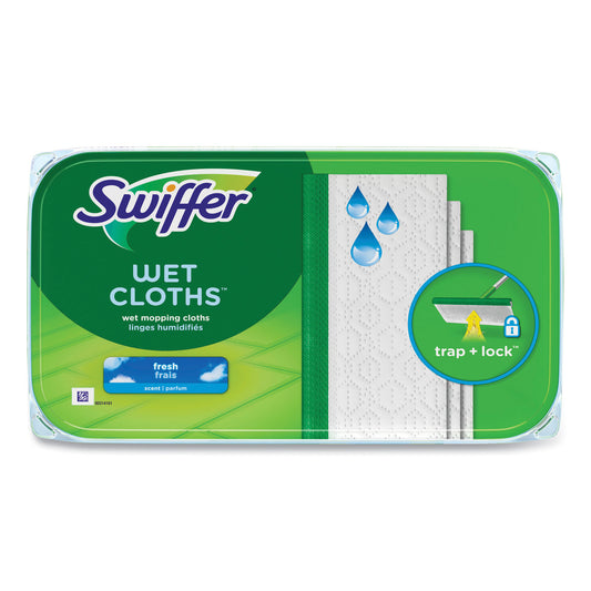 PGC08622 Wet Refill Cloths, 8 x 10, Fresh Scent, White, 12/Box, 6 Boxes/Carton Swiffer