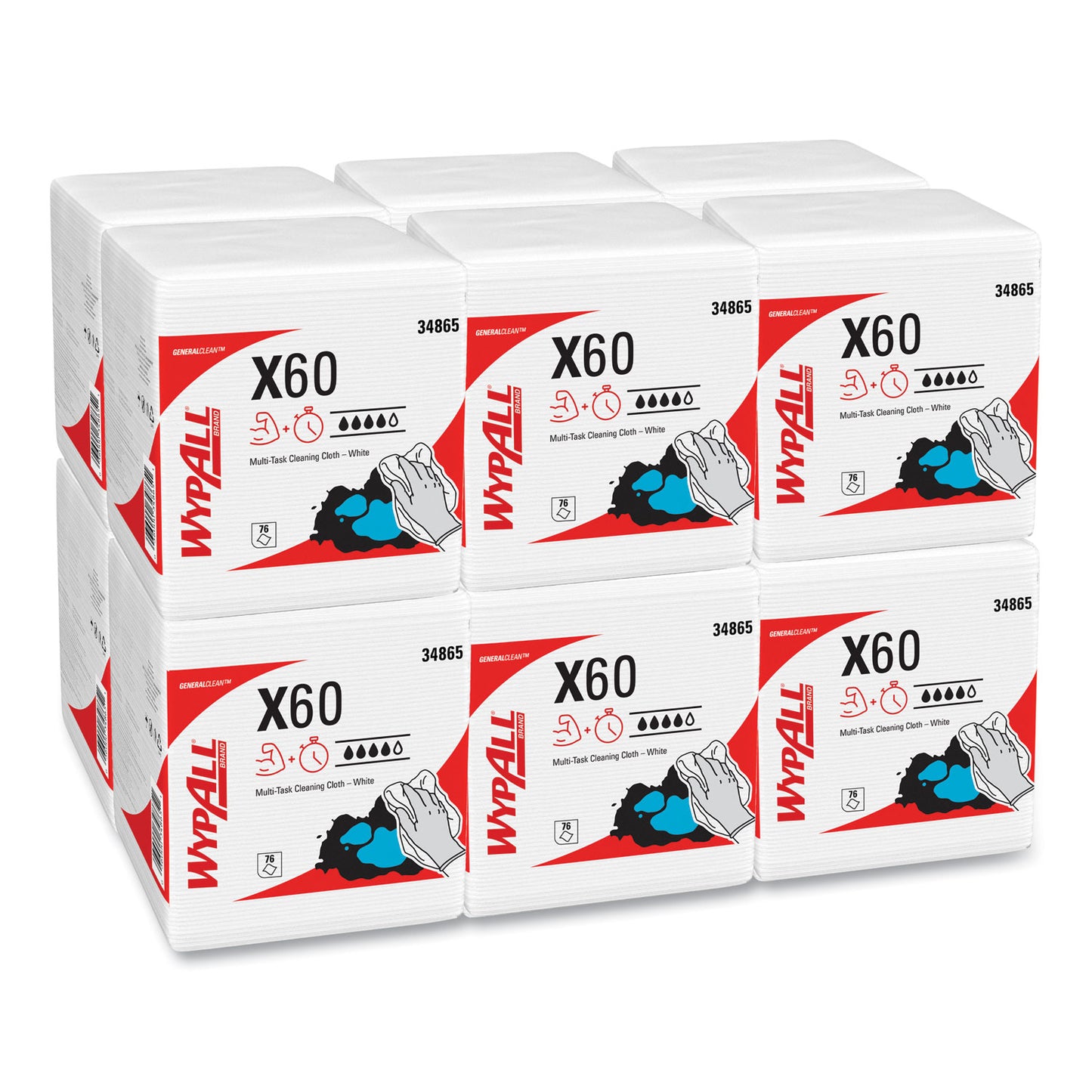 KCC34865 General Clean X60 Cloths, 1/4 Fold, 12.5 x 13, White, 76/Box, 12 Boxes/Carton