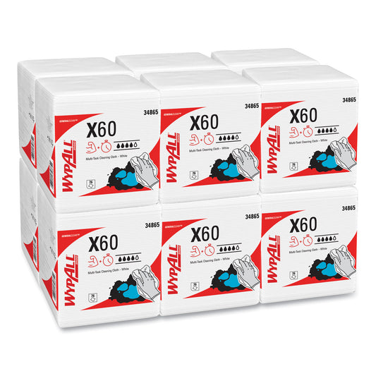 KCC34865 General Clean X60 Cloths, 1/4 Fold, 12.5 x 13, White, 76/Box, 12 Boxes/Carton