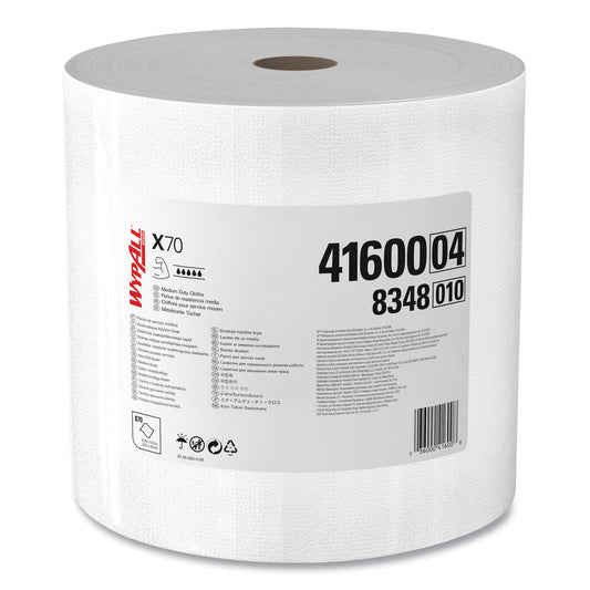 KCC41600 X70 Cloths, Jumbo Roll, Perforated, 12.4 x 12.2, White, 820 Towels/Roll