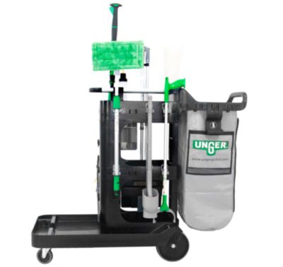 UNGCRTSP SpotCleanRx Janitorial Carts, Plastic, 3 Shelves, 23.5 x 25 x 25, Black