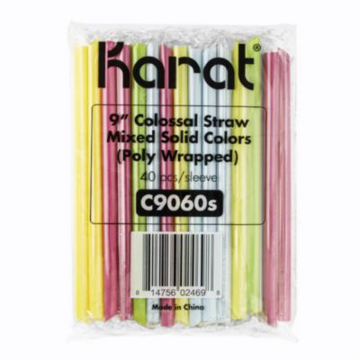 KRTC9060SMIXED Boba Straws, 9", Plastic, Assorted Colors, 1,600/Carton
