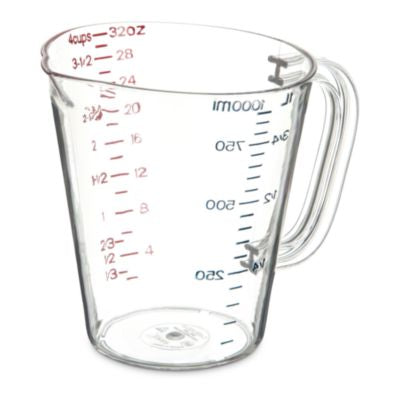 CFS4314307 Commercial Measuring Cup, 1 qt, Plastic, Clear